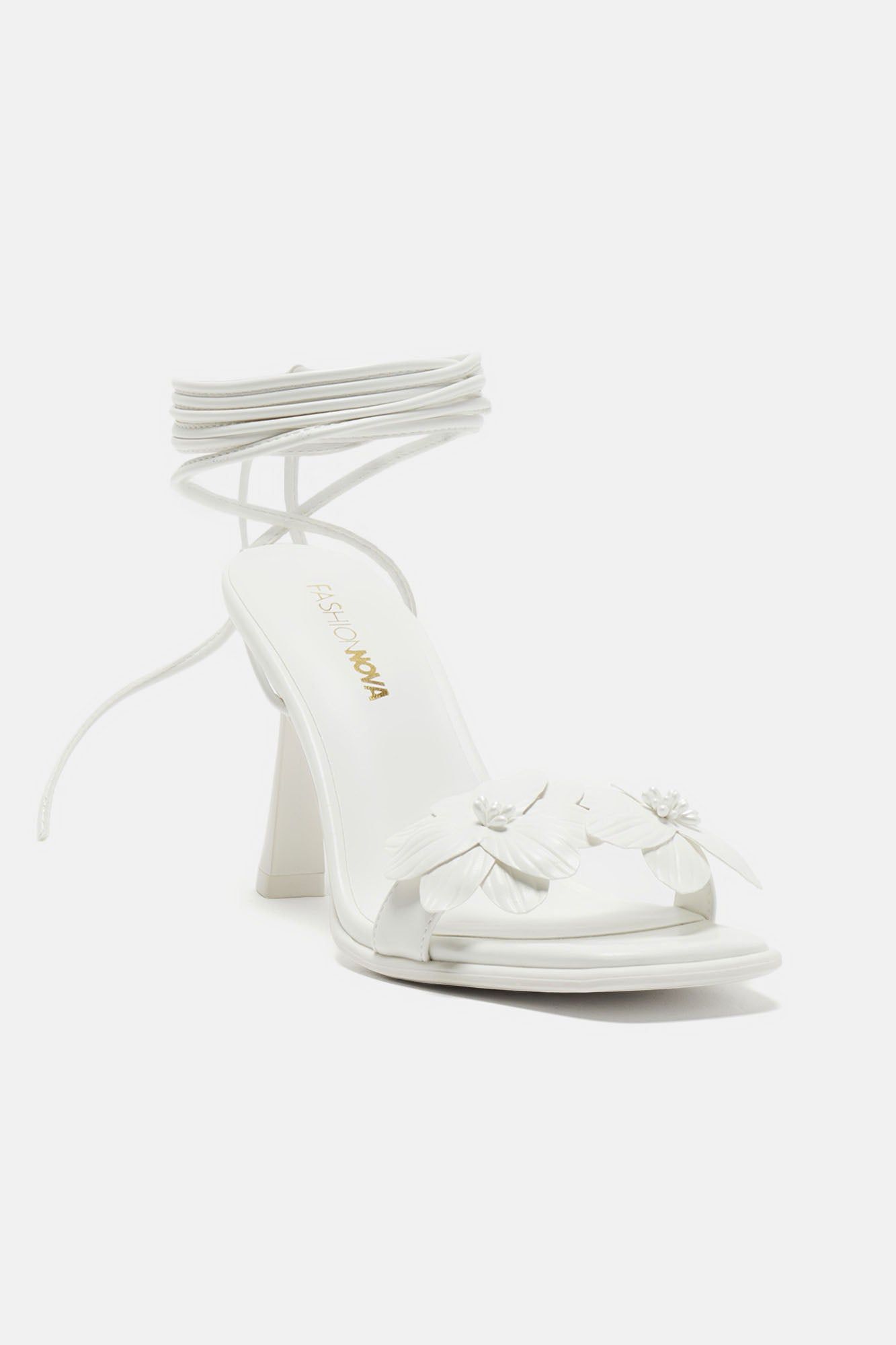 Emery Wrap Up Heeled Sandals - White sold by Fashion Nova product image thumbnail 2