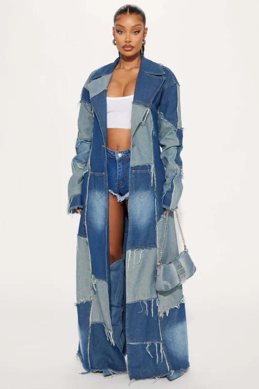 Don't Talk Loud Denim Trench Coat - Vintage Wash made by Fashion Nova