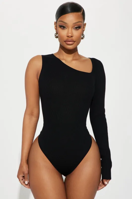 Camille One Shoulder Bodysuit - Black sold by Fashion Nova