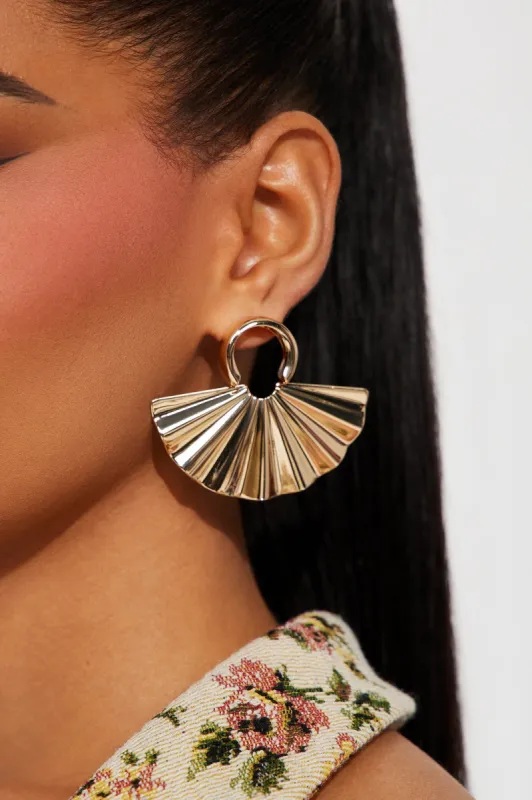 You're Just Another Fan Earrings - Gold sold by Fashion Nova