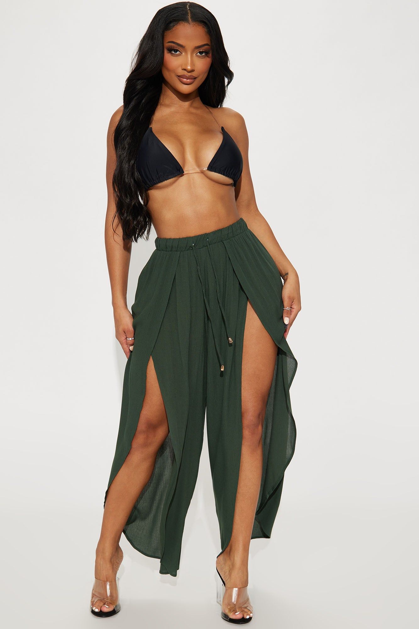 Dancing In The Sand Coverup Pants - Olive sold by Fashion Nova