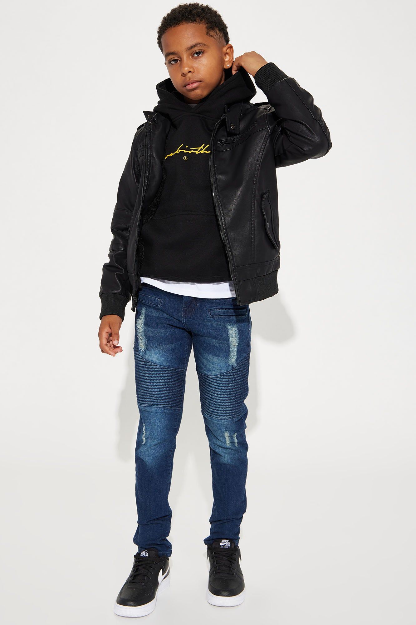 Mini Barbed Wire Rebirth Cross Hoodie - Black sold by Fashion Nova product image thumbnail 3