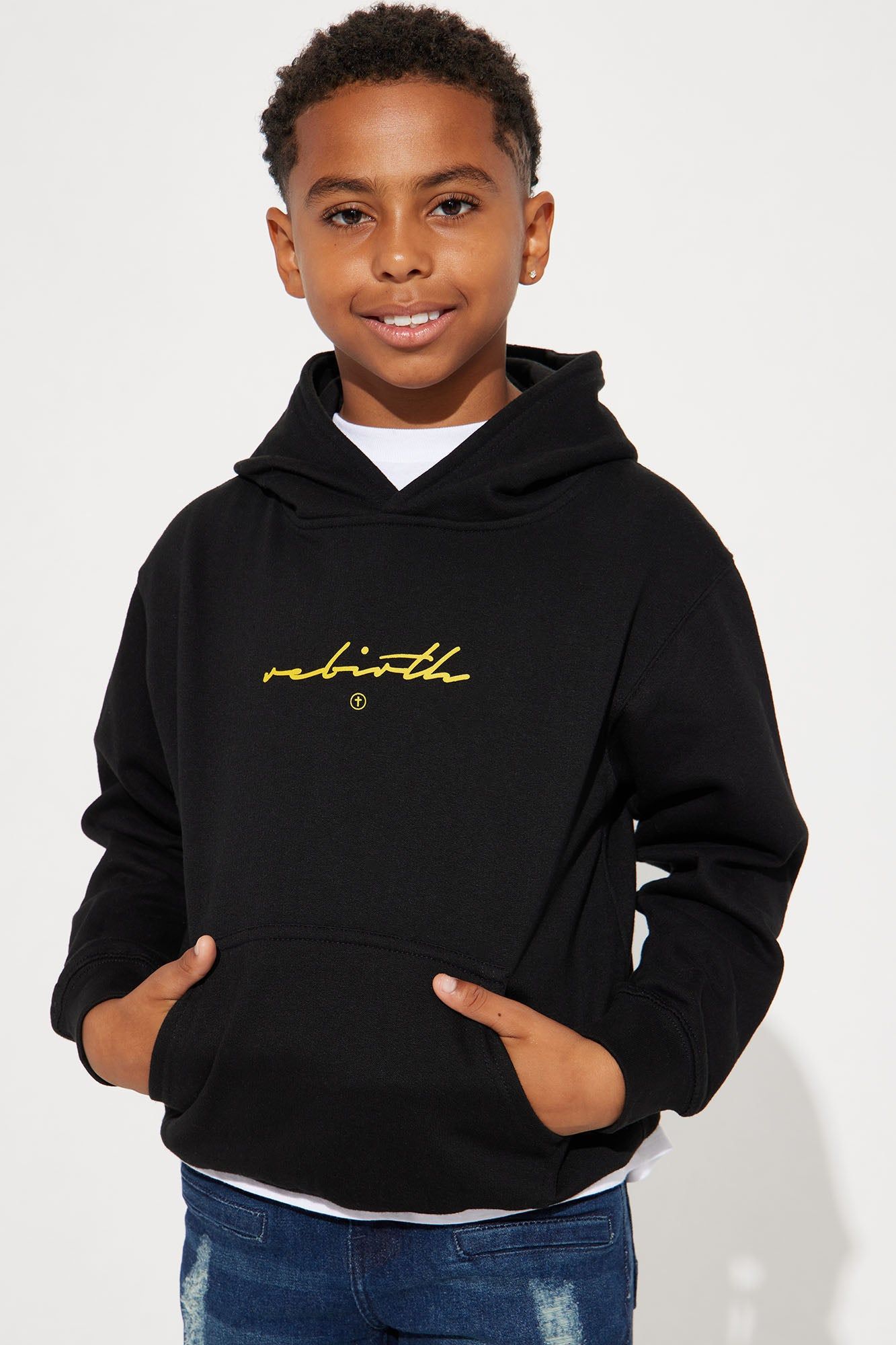 Mini Barbed Wire Rebirth Cross Hoodie - Black sold by Fashion Nova product image thumbnail 2