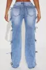 Tied In A Bow Stretch Straight Leg Jeans - Medium Wash sold by Fashion Nova