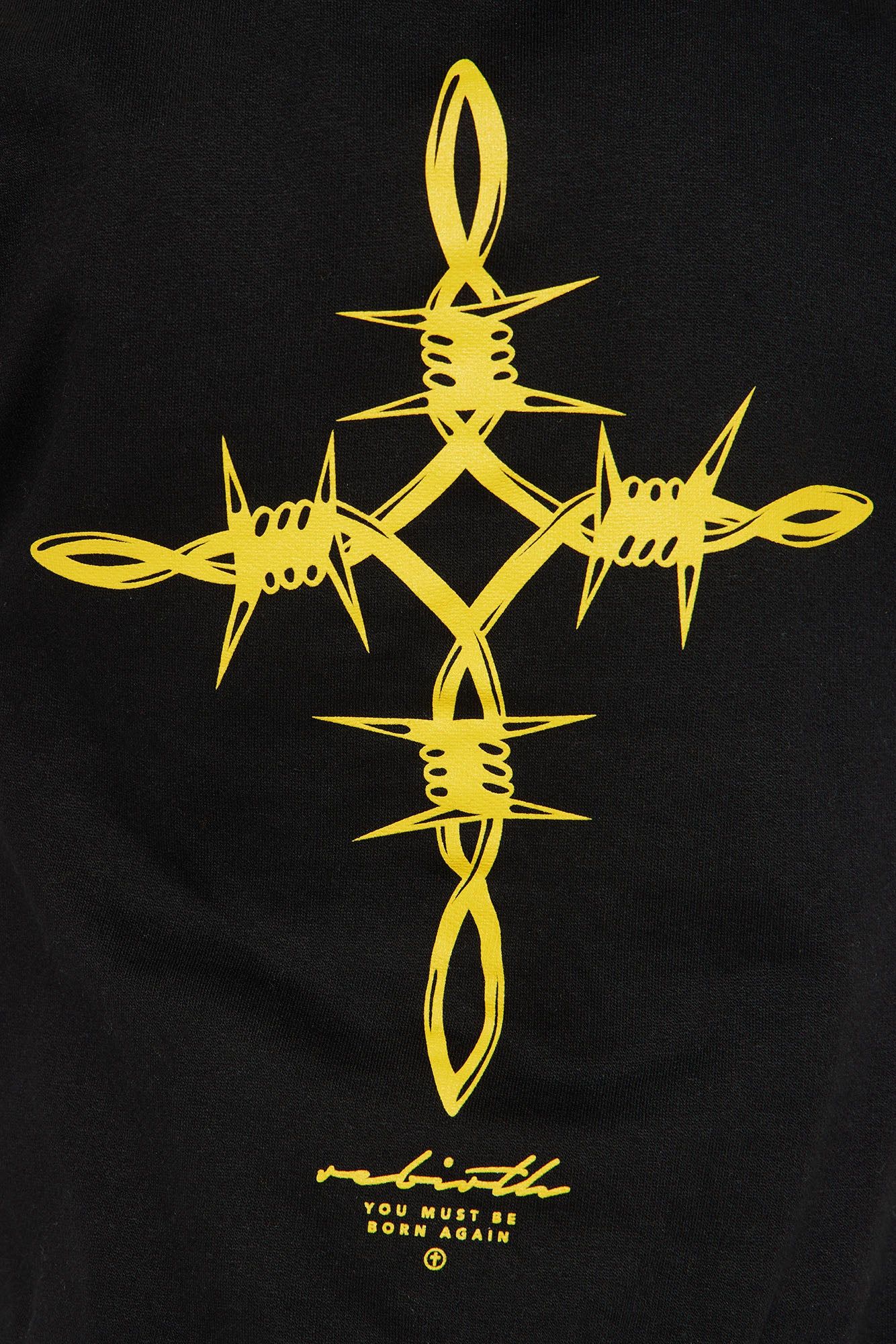 Mini Barbed Wire Rebirth Cross Hoodie - Black sold by Fashion Nova product image thumbnail 4