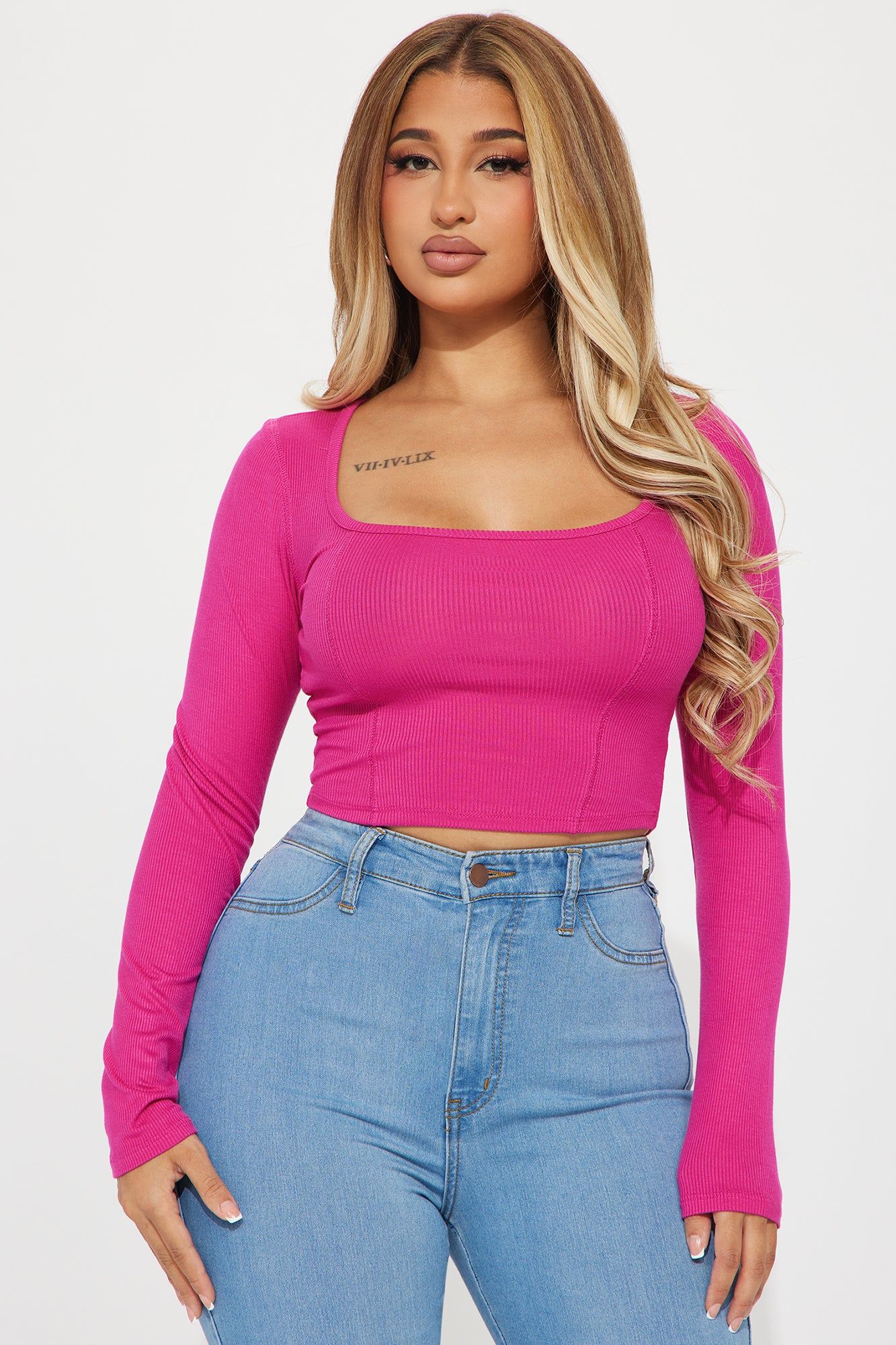 Dana Ribbed Top - Fuchsia sold by Fashion Nova