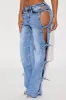 Tied In A Bow Stretch Straight Leg Jeans - Medium Wash sold by Fashion Nova