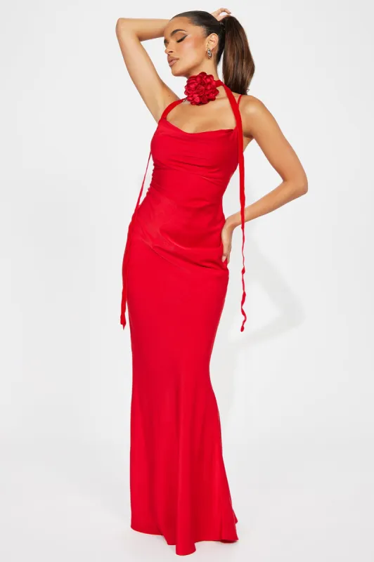 Juniper Satin Gown - Red sold by Fashion Nova