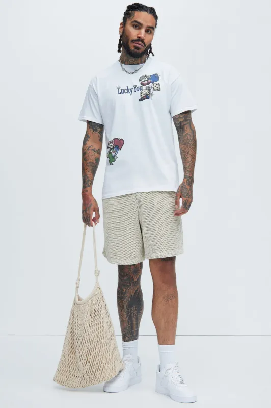 Luck You Short Sleeve Tee - White sold by Fashion Nova