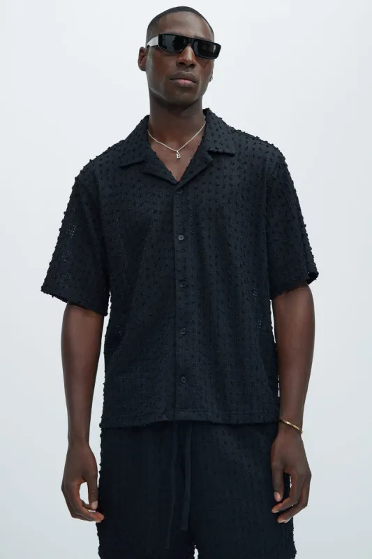 Pop Textured Shirt - Black sold by Fashion Nova