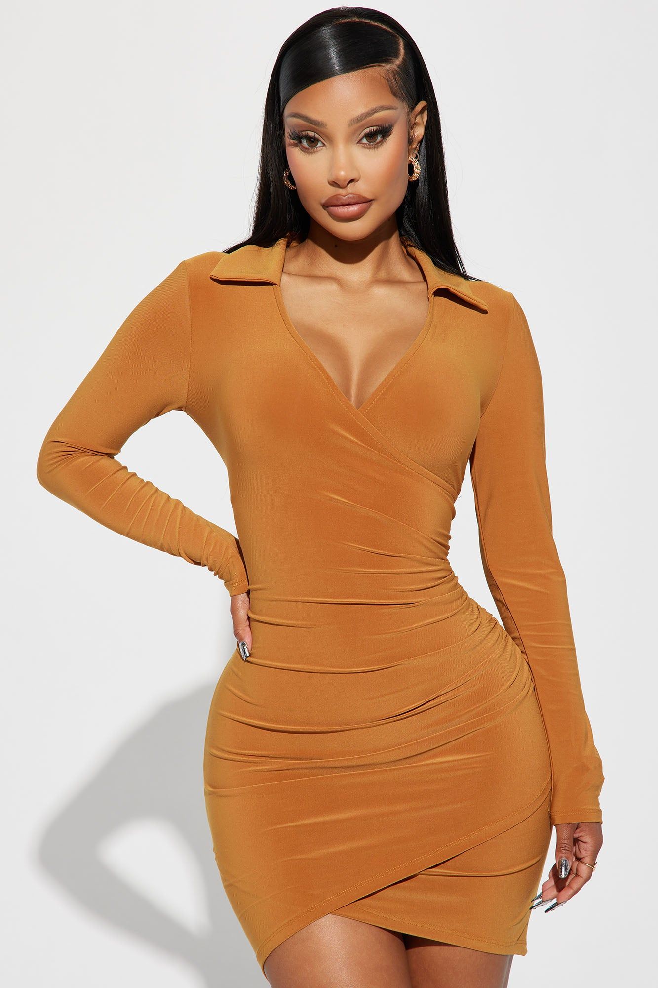 Addison Shirt Dress - Camel sold by Fashion Nova