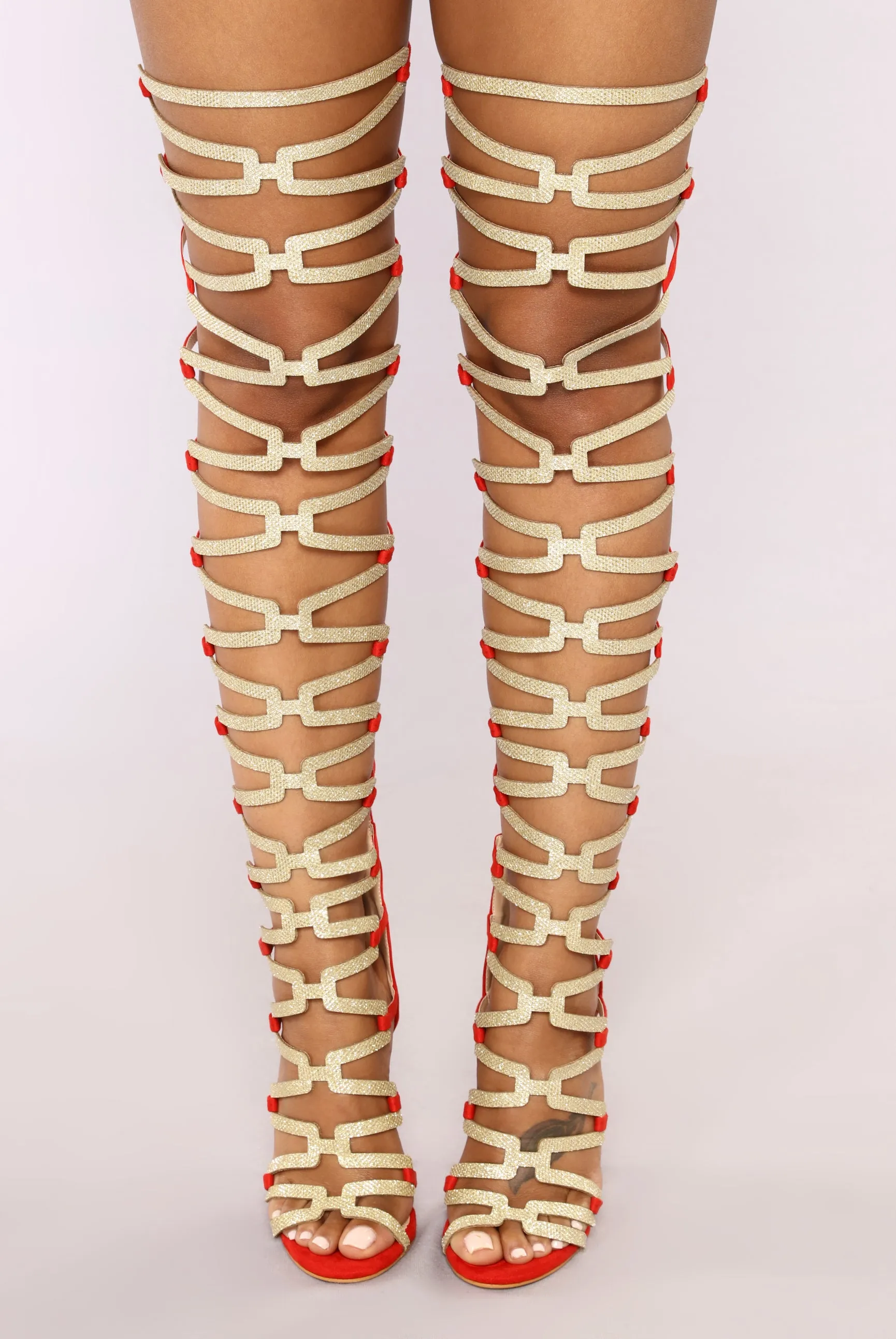 The Business Heeled Sandal - Red/Gold Glitter sold by Fashion Nova product image thumbnail 4