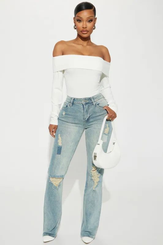 Risk It All Ripped Straight Leg Jean - Vintage Blue Wash sold by Fashion Nova