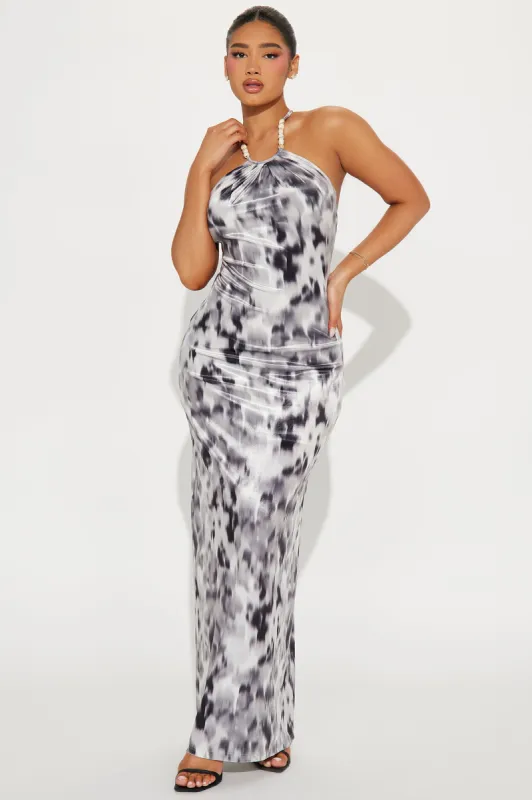 Luna Velvet Maxi Dress - Black/combo sold by Fashion Nova