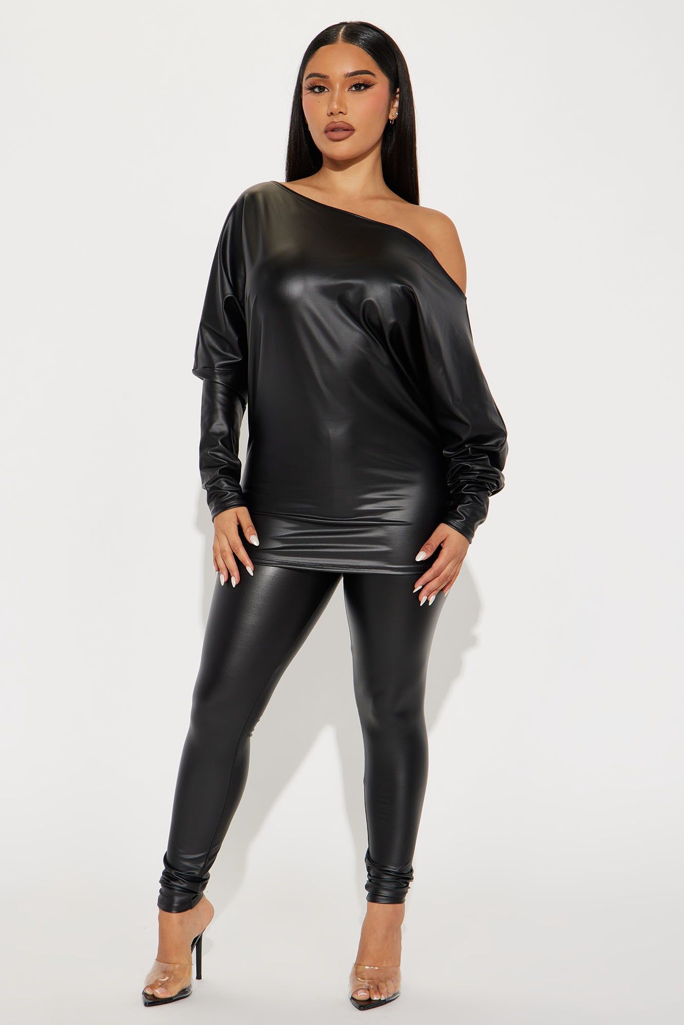 Jessica Off Shoulder Legging Set - Black sold by Fashion Nova