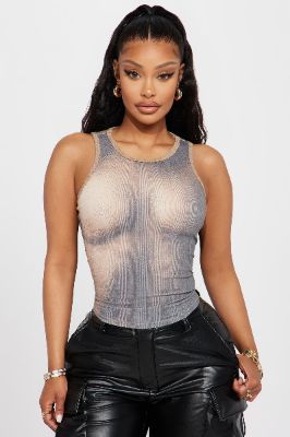 Your Eyes Only Top - Taupe/combo sold by Fashion Nova