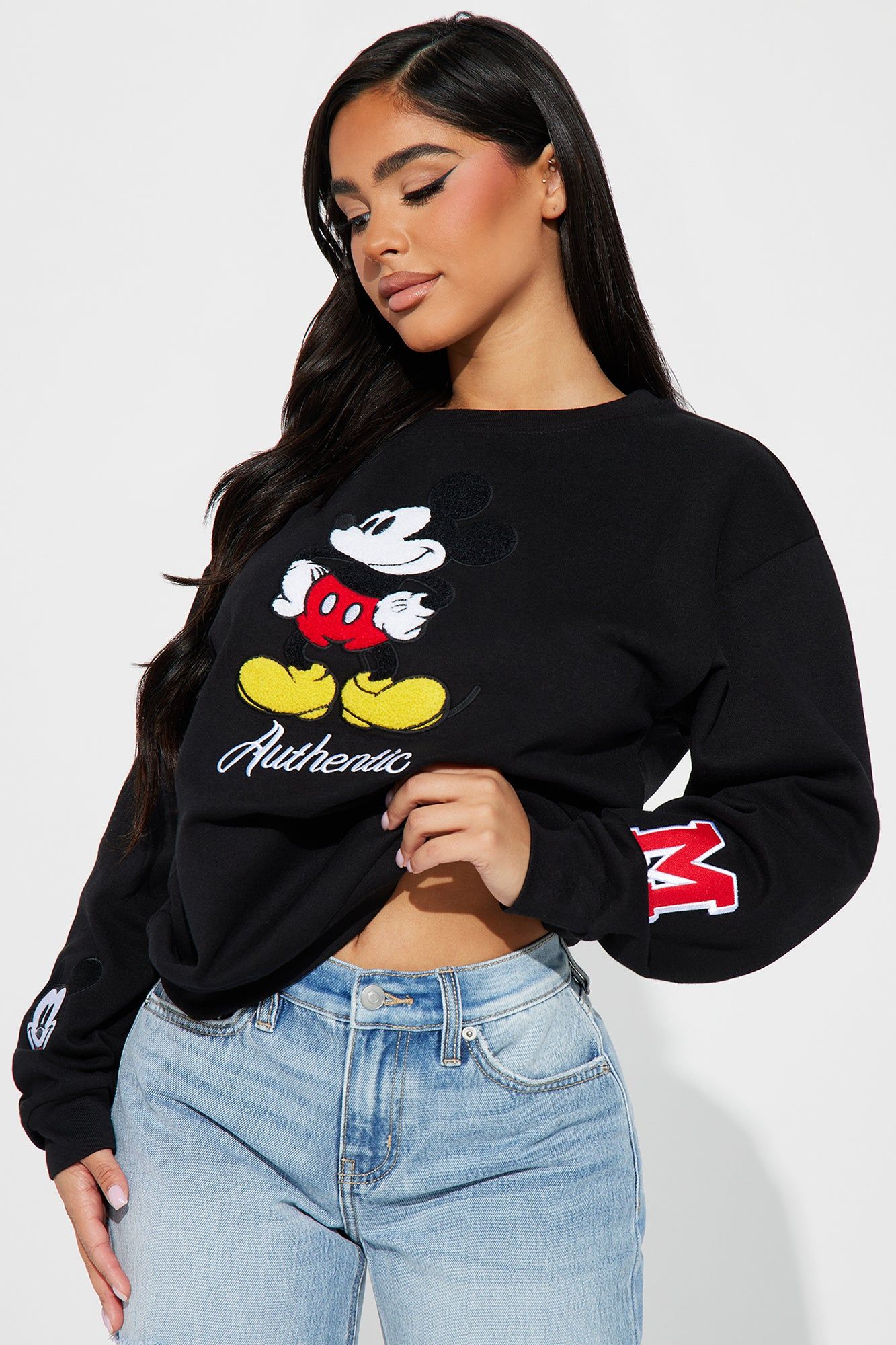 Mickey Mouse Vintage Crew Neck Sweatshirt - Black sold by Fashion Nova