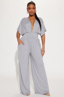 Private Dinner Jumpsuit  - Heather Grey sold by Fashion Nova