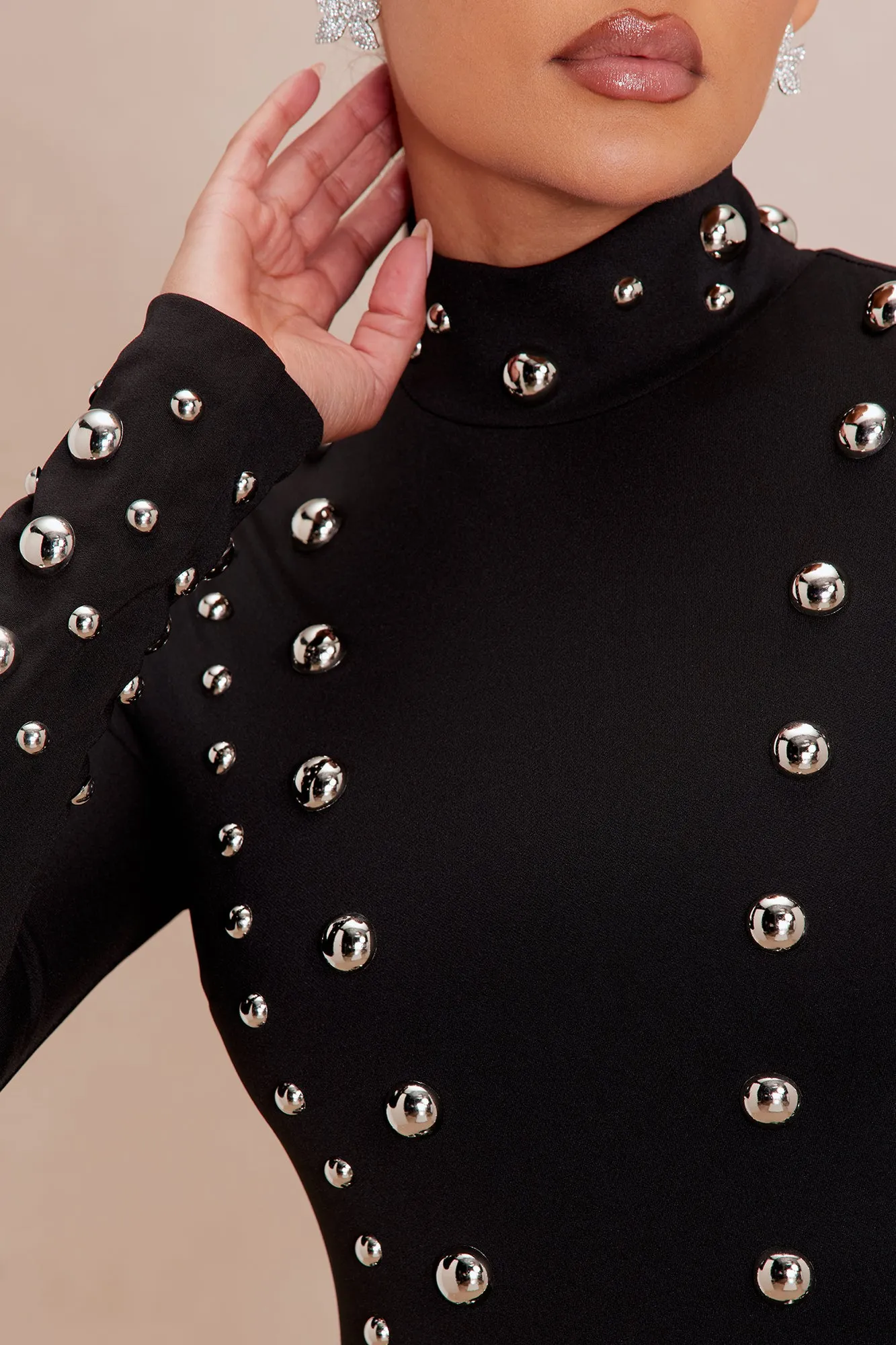 Vixen Studded Maxi Dress - Black sold by Fashion Nova product image thumbnail 3