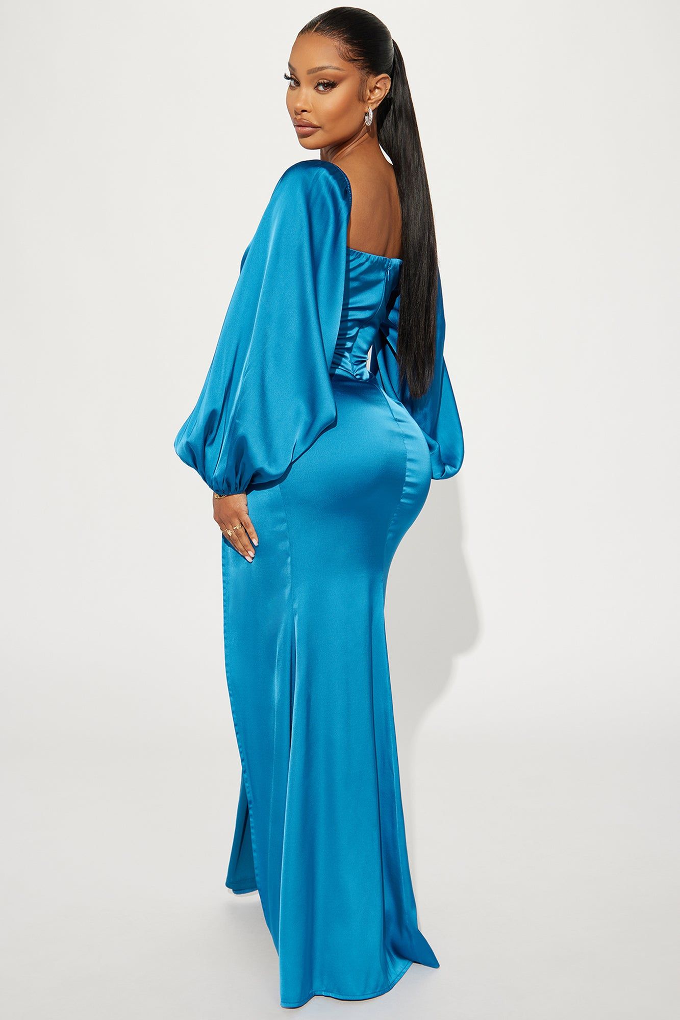 Camille Satin Gown - Blue sold by Fashion Nova product image thumbnail 3