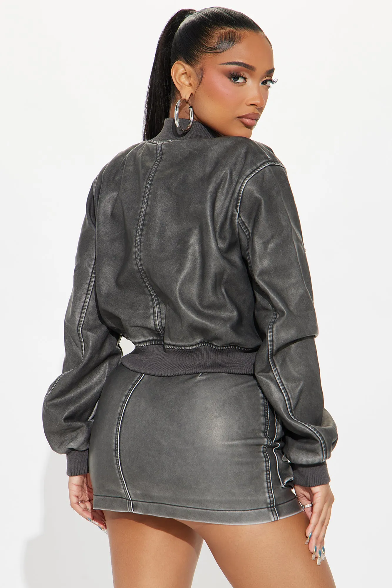 Macie Faux Leather Skirt Set - Charcoal sold by Fashion Nova product image thumbnail 3