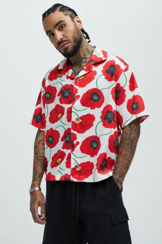 Eddie Floral Shirt - Red/combo sold by Fashion Nova