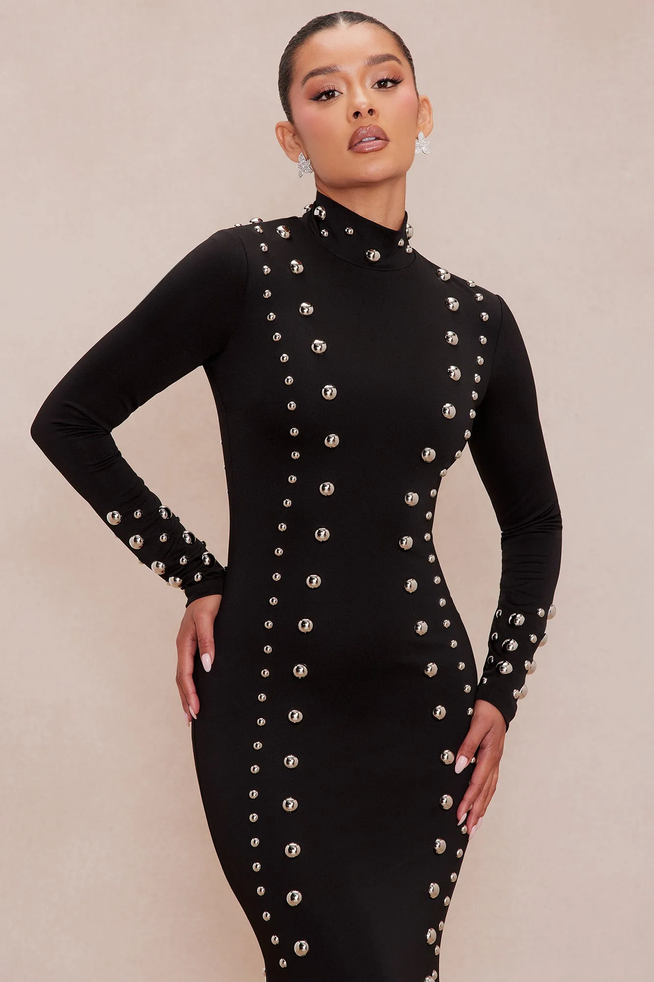 Vixen Studded Maxi Dress - Black sold by Fashion Nova product image thumbnail 2