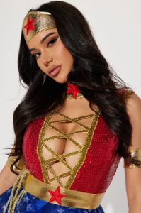 Wonder Babe 6 Piece Costume Set - Red/combo sold by Fashion Nova