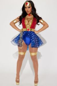 Wonder Babe 6 Piece Costume Set - Red/combo sold by Fashion Nova