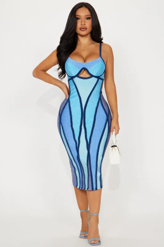 Rio Living Bandage Midi Dress - Blue sold by Fashion Nova