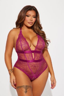Bare It All Lace Teddy - Fuchsia sold by Fashion Nova