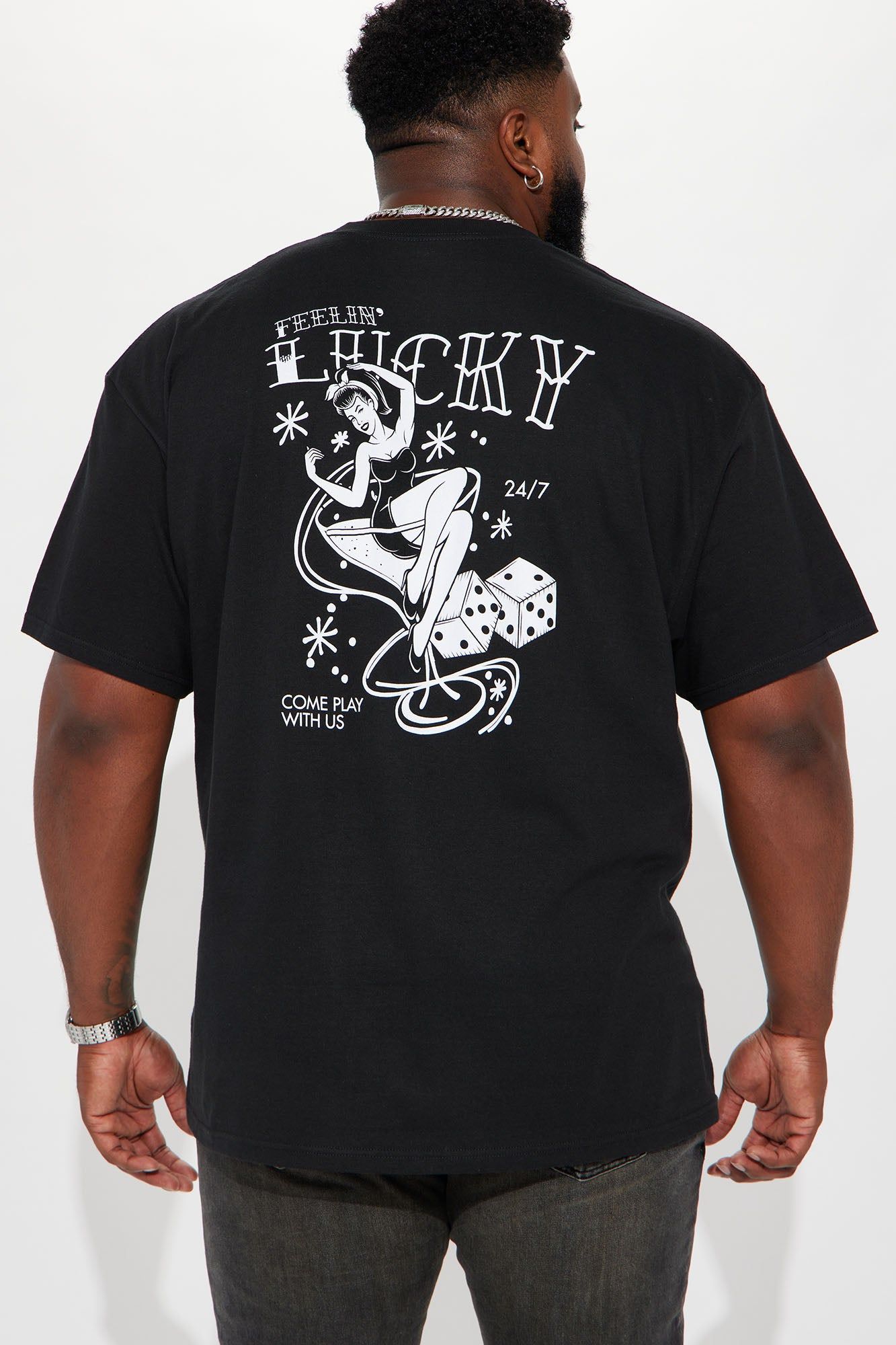 Feeling Lucky Come Play Short Sleeve Tee - Black sold by Fashion Nova product image thumbnail 7