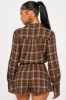 Plaid For It Romper - Brown/combo sold by Fashion Nova