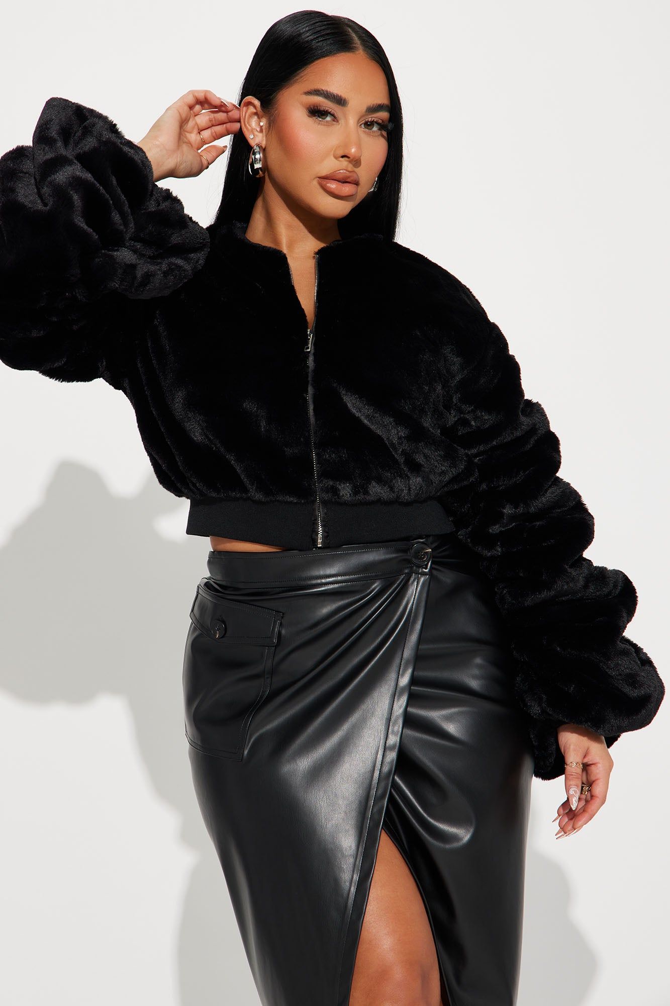 Fall For You Faux Fur Jacket - Black sold by Fashion Nova product image thumbnail 2