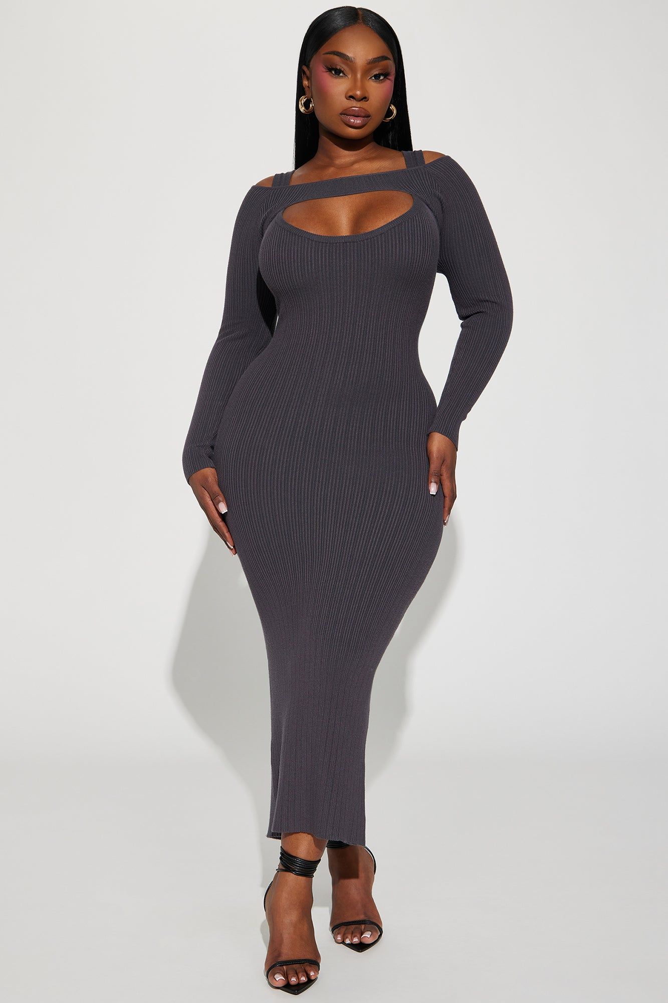 Nicolle Ribbed Maxi Dress - Charcoal sold by Fashion Nova product image thumbnail 4