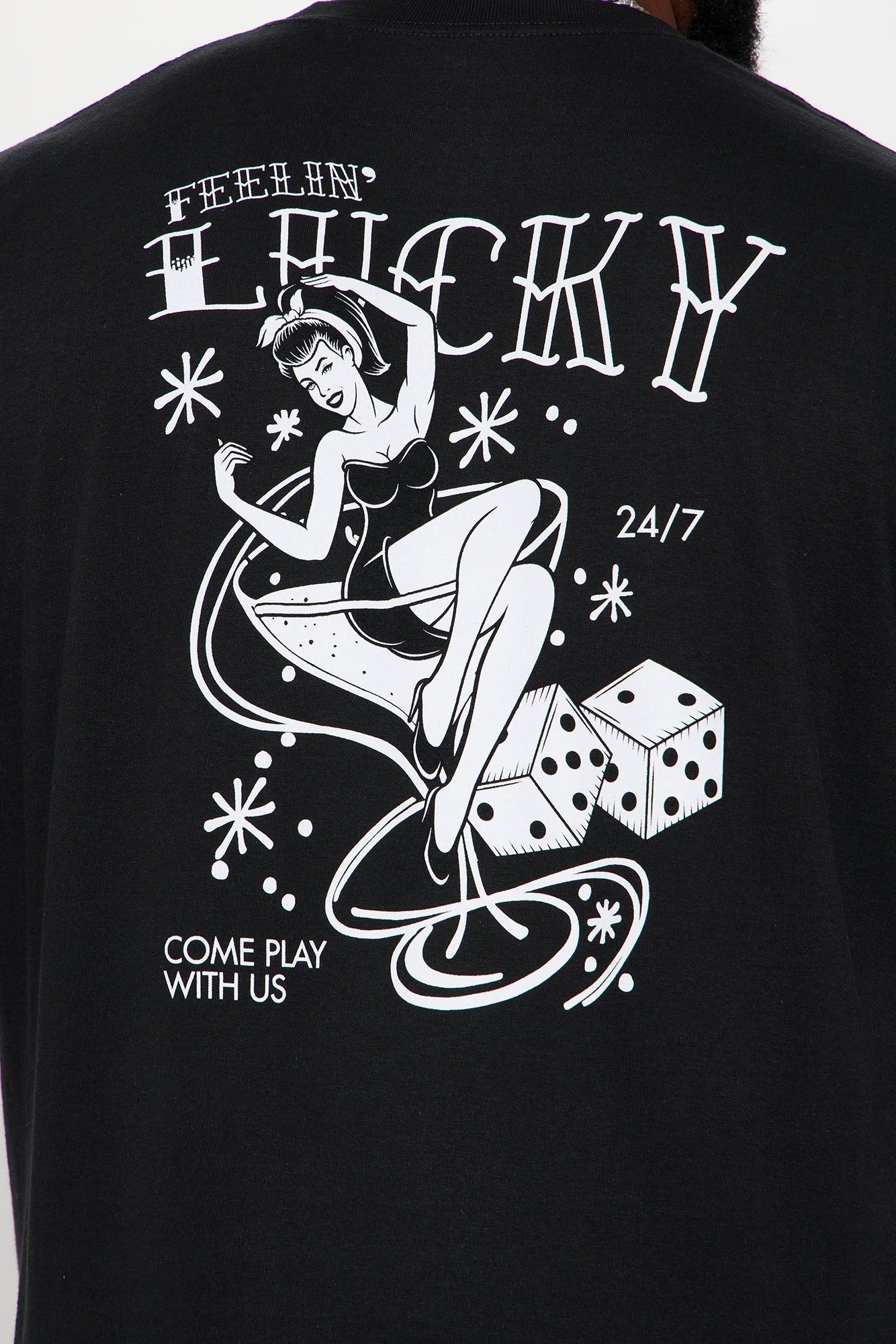 Feeling Lucky Come Play Short Sleeve Tee - Black sold by Fashion Nova product image thumbnail 8