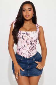 Cherry Blossom Corset Top - Pink/combo sold by Fashion Nova
