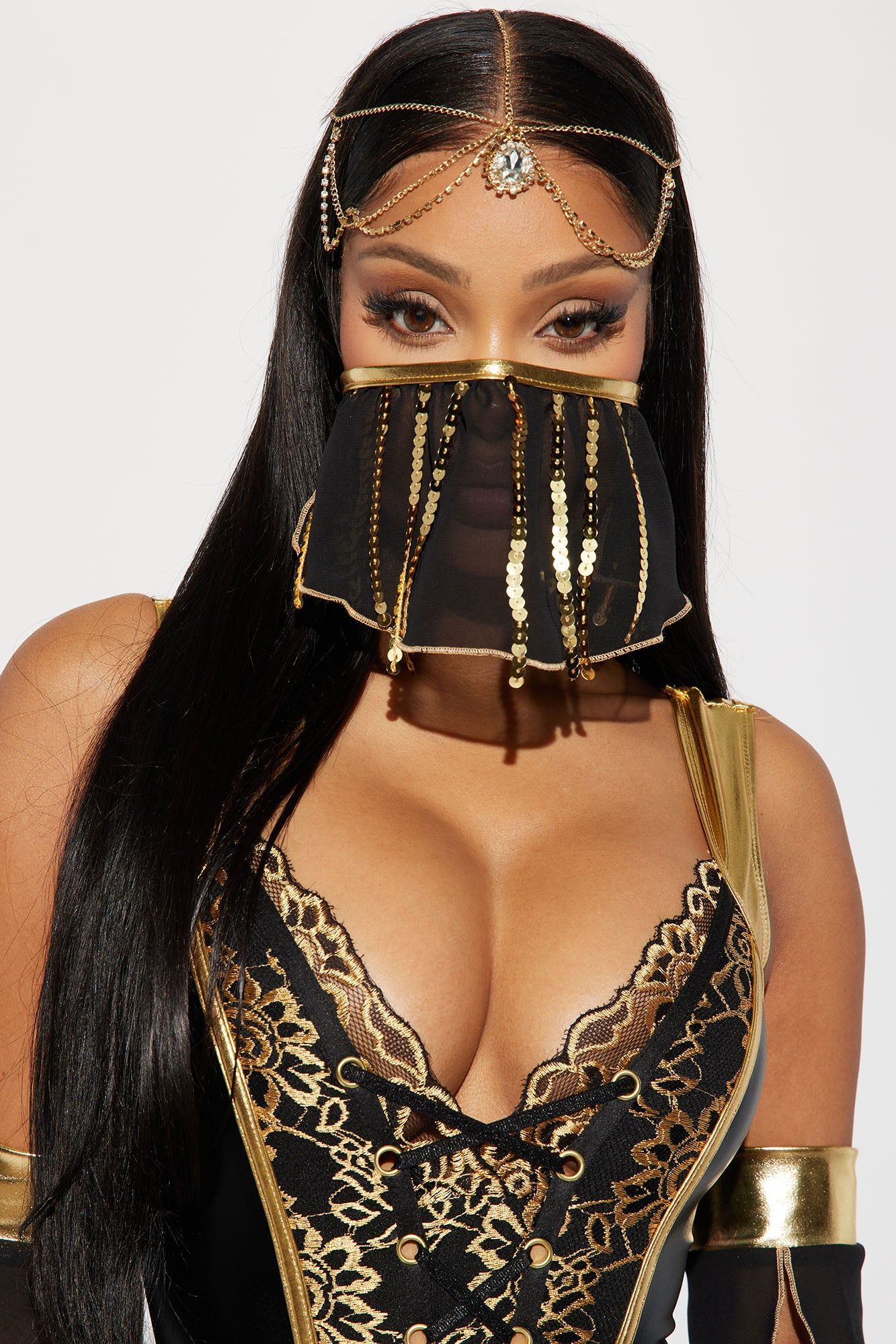 Night Goddess 5 Piece Costume Set - Black/Gold sold by Fashion Nova product image thumbnail 2