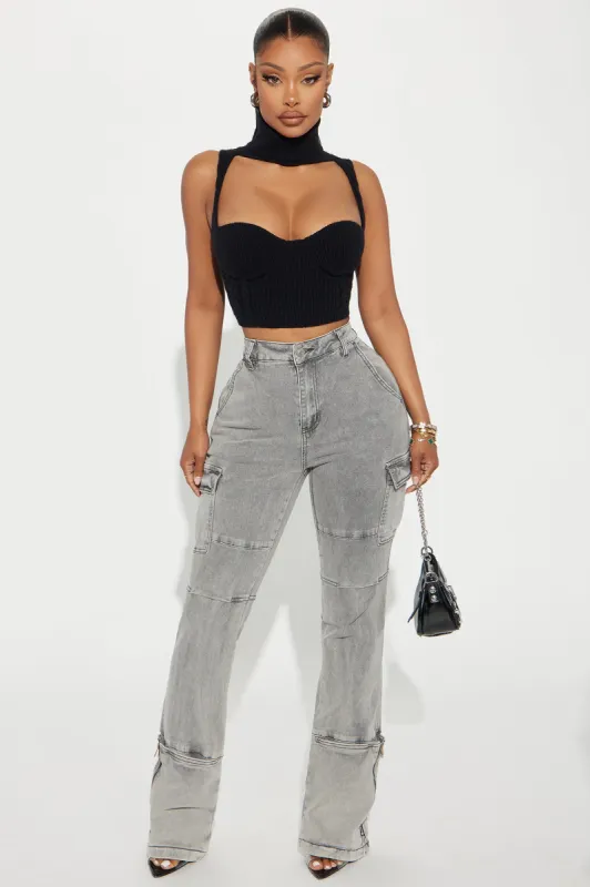 Camden Cargo Utility Jeans - Grey sold by Fashion Nova