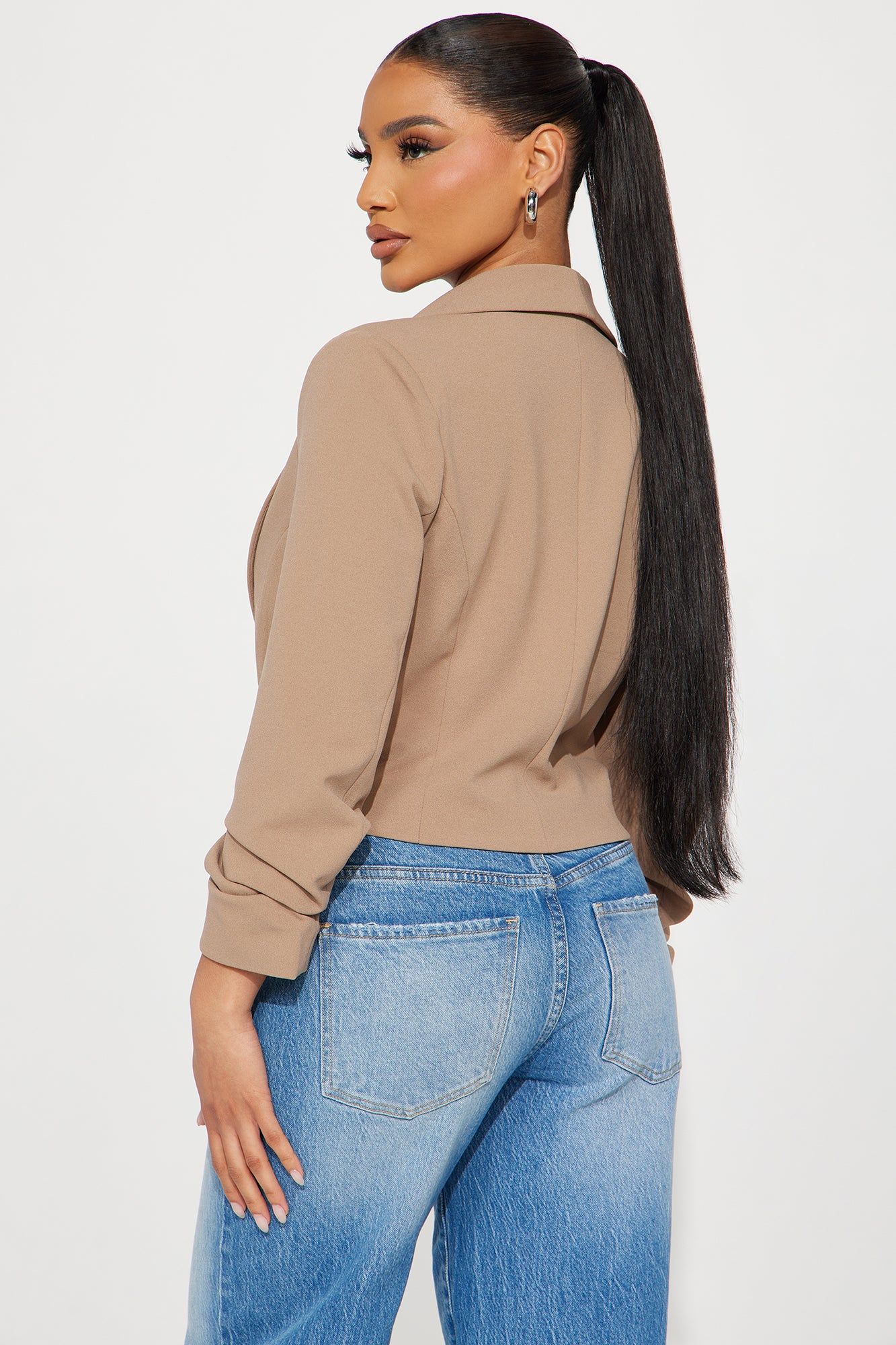 Taking Care Of Business Cropped Blazer - Taupe sold by Fashion Nova product image thumbnail 3