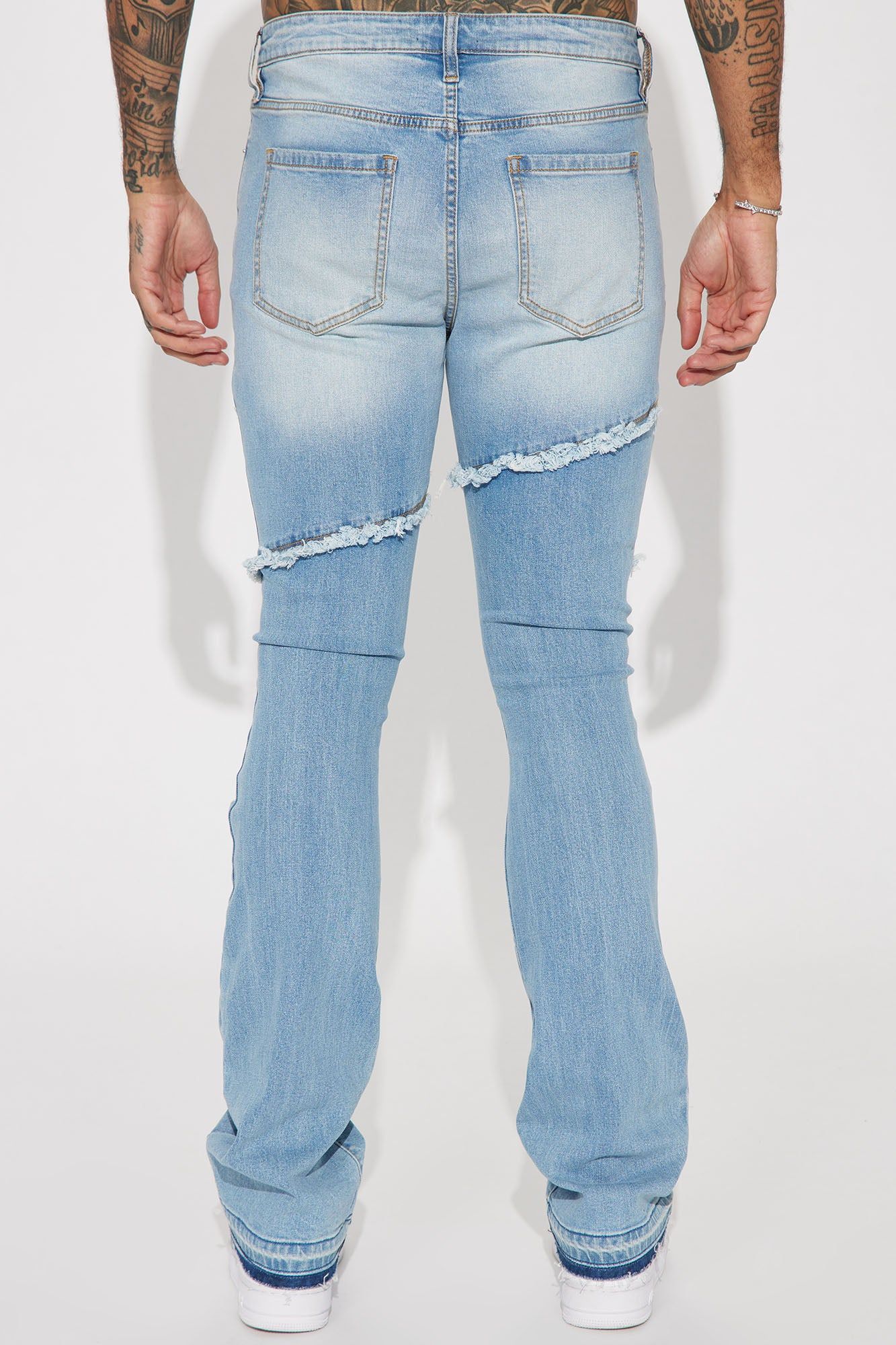 Caught In The Cycle Stacked Skinny Flare Jeans - Light Blue Wash sold by Fashion Nova product image thumbnail 5