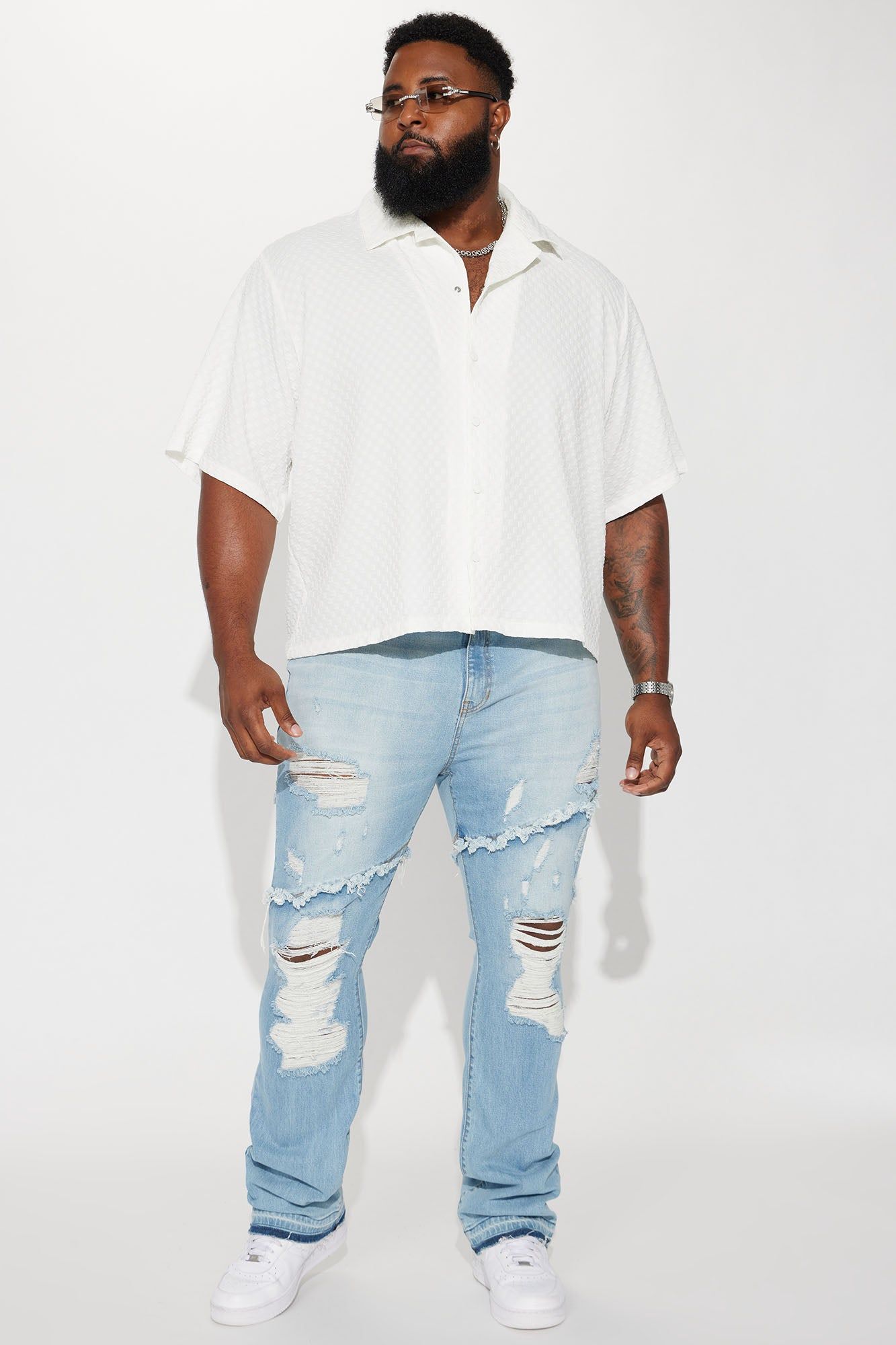 Caught In The Cycle Stacked Skinny Flare Jeans - Light Blue Wash sold by Fashion Nova product image thumbnail 6