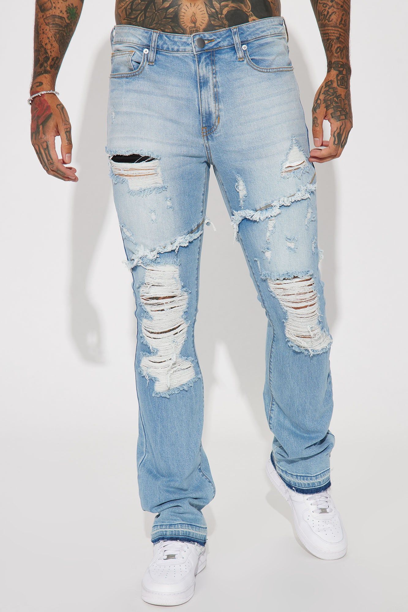 Caught In The Cycle Stacked Skinny Flare Jeans - Light Blue Wash sold by Fashion Nova product image thumbnail 4