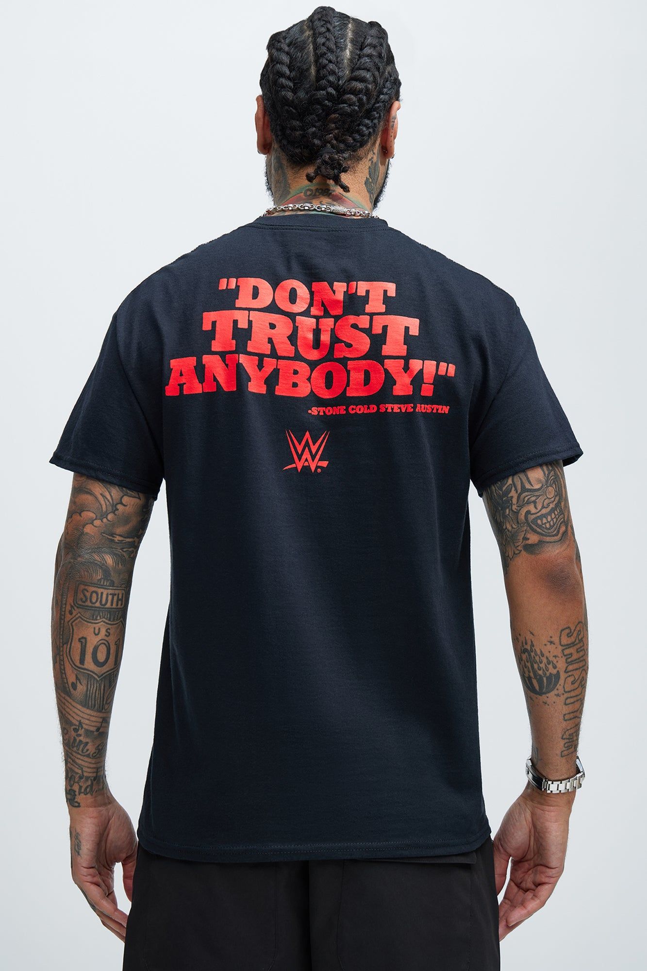 WWE Stone Cold Don't Trust Anybody Short Sleeve Tee - Black sold by Fashion Nova product image thumbnail 4