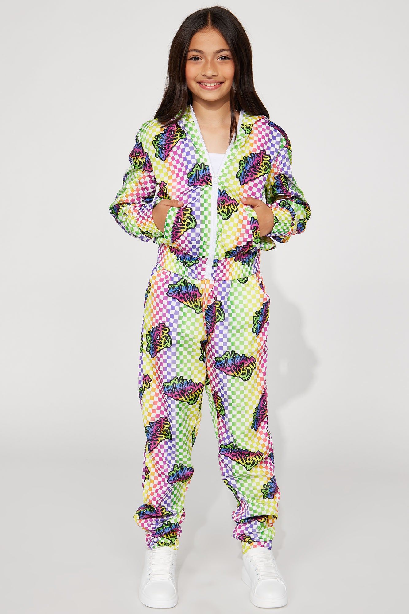 Mini Cozy Knit Zip Up Jogger Set - Gold/Multi sold by Fashion Nova