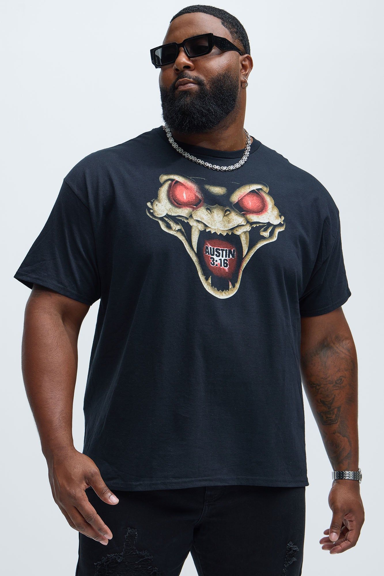 WWE Stone Cold Don't Trust Anybody Short Sleeve Tee - Black sold by Fashion Nova product image thumbnail 5