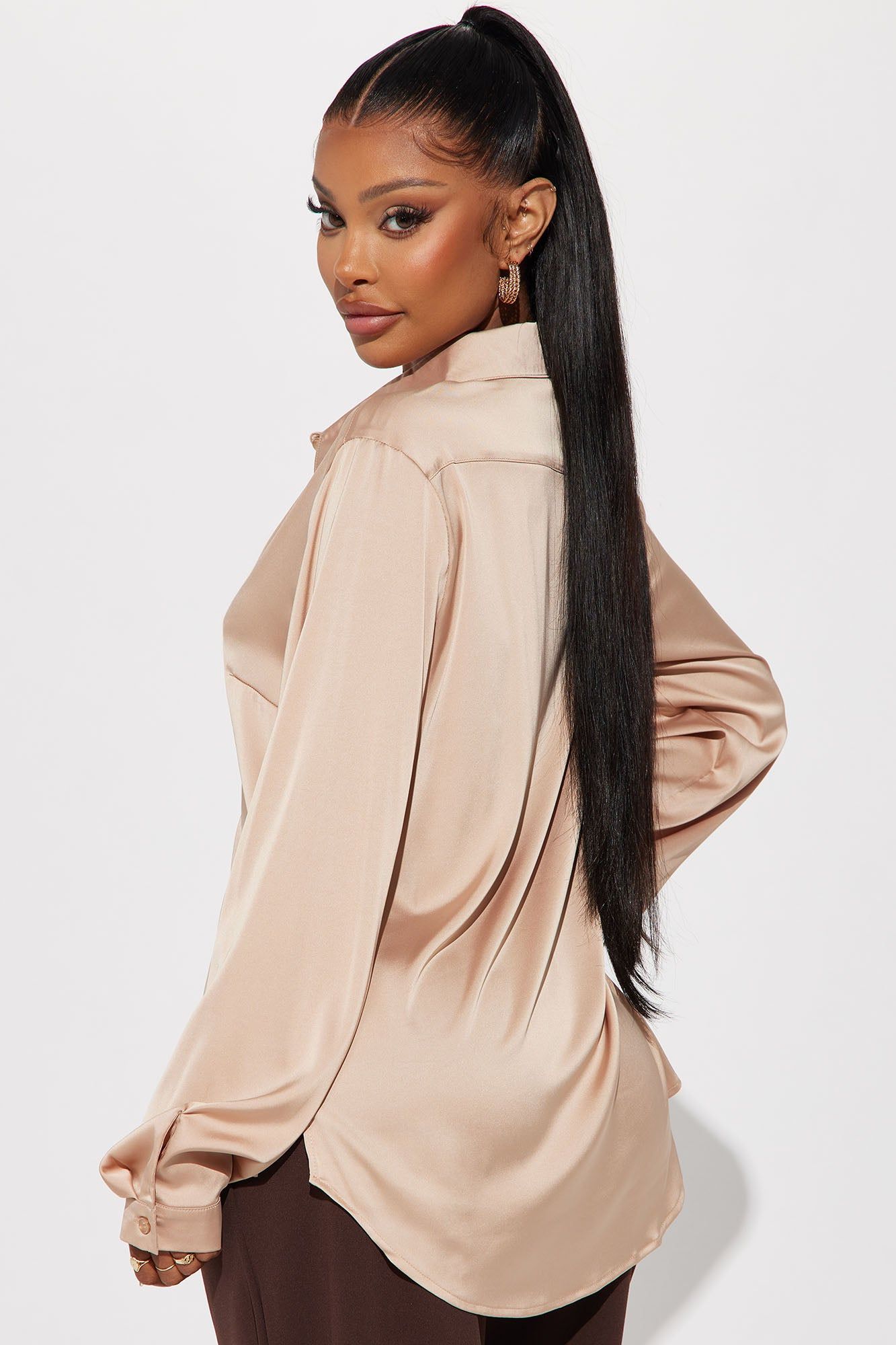 Smooth Talkin' Button Down Top - Taupe sold by Fashion Nova product image thumbnail 3