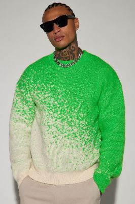 Two Tone Crewneck Sweater - Green/combo sold by Fashion Nova