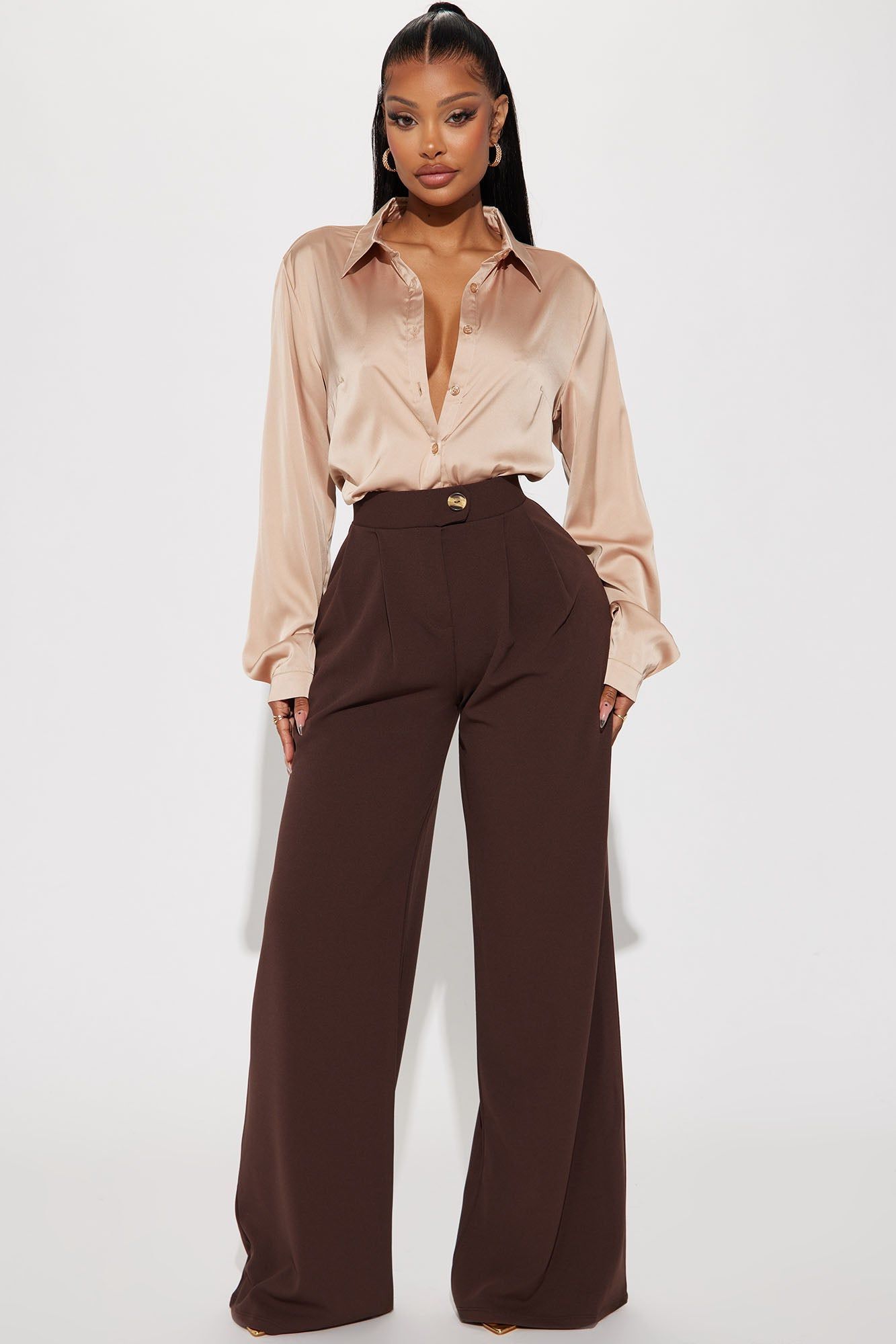 Smooth Talkin' Button Down Top - Taupe sold by Fashion Nova product image thumbnail 2