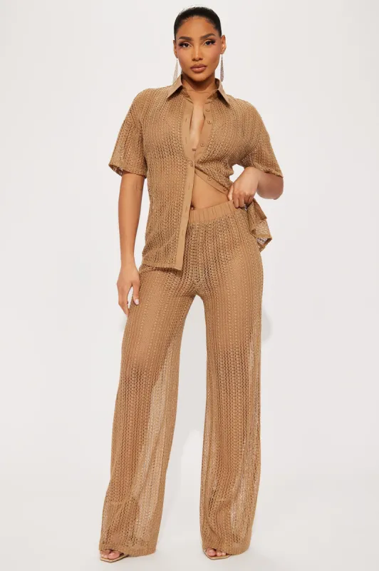 In My Vacay Era Crochet Pant Set - Brown sold by Fashion Nova